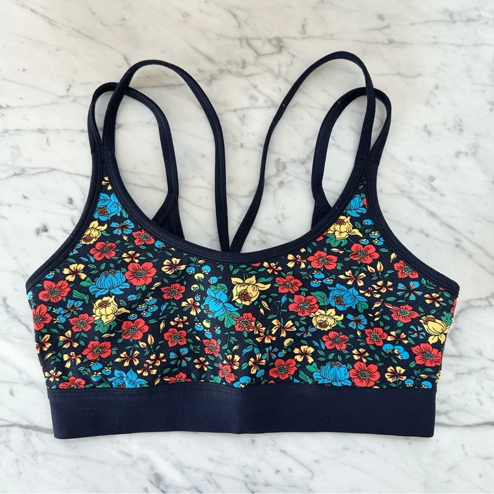 Printed Cross-Back Bra